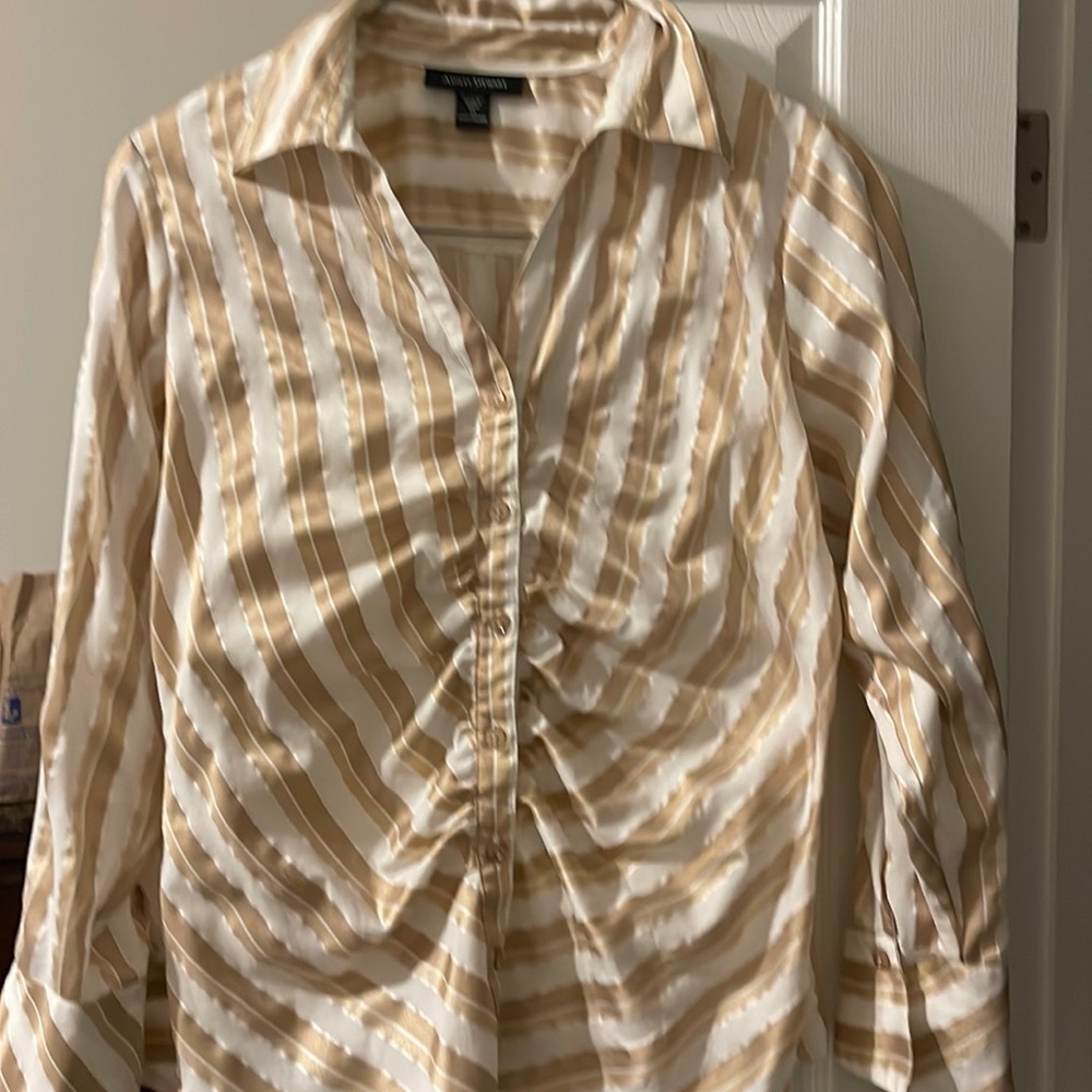 Ashley Stewart Gold Stripe Blouse